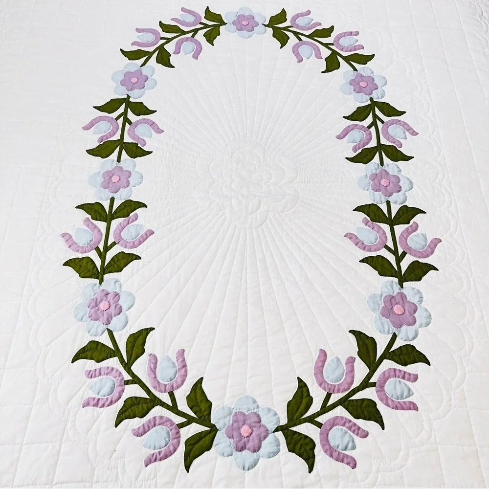 95”x82” Gorgeous Homemade Hand Stitched and Hand Appliqué Quilt.